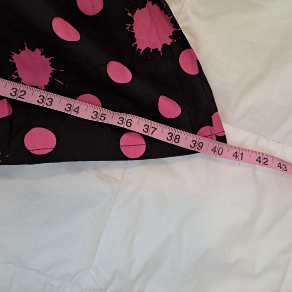 Dead Threads Goth Dress 1950s Retro Style Pink Black Paint Splatter Polka Dots M - Picture 9 of 12